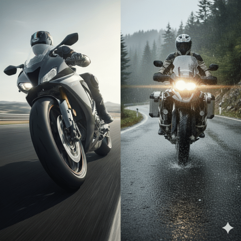 Porównanie opony motocyklowej turystycznej i sportowej